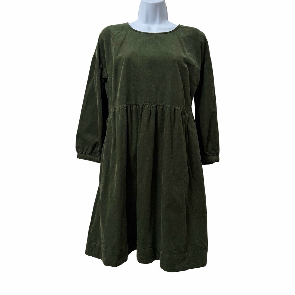 Madewell Corduroy Relaxed Mini Dress Size S Forest Green Academia Preppy